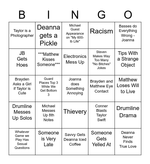 Competition Bingo Card