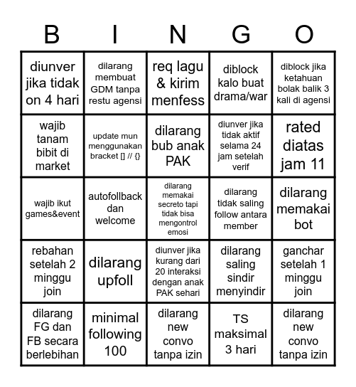 PAKASAHI Bingo Card