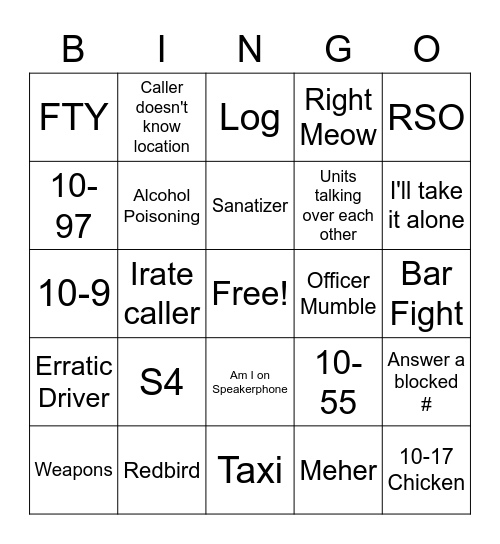 Friday Bingo10-9 Bingo Card