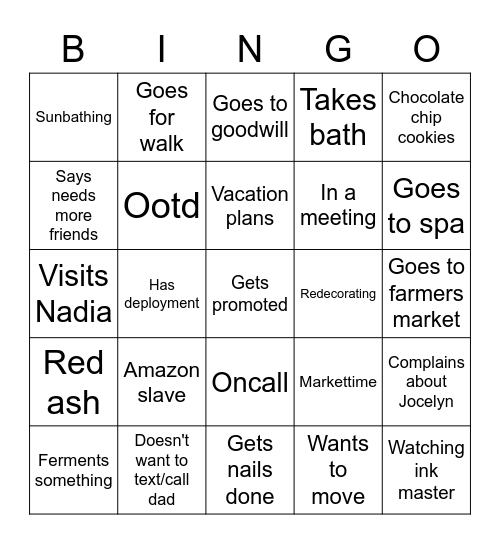 Naheed Bingo Card