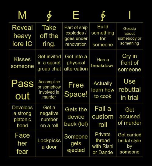 MEI SUGIHARA BINGO Card