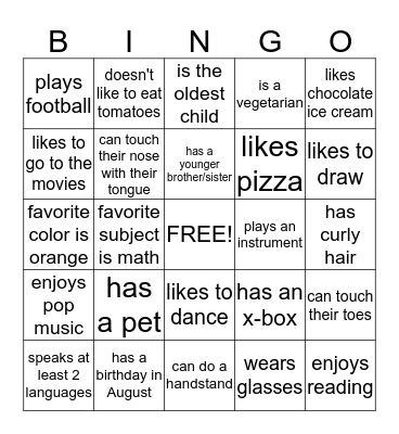 Find Someone who... Bingo Card