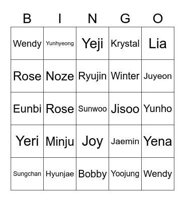 MINJU Bingo Card