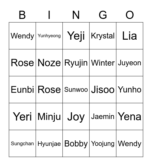 MINJU Bingo Card