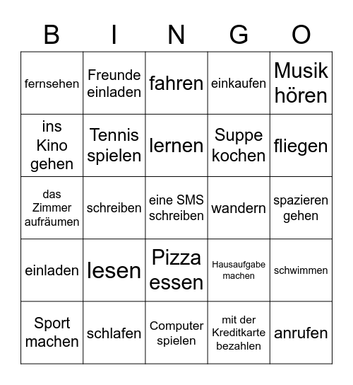 Perfekt Bingo Card