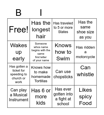 HUMAN BINGO Card