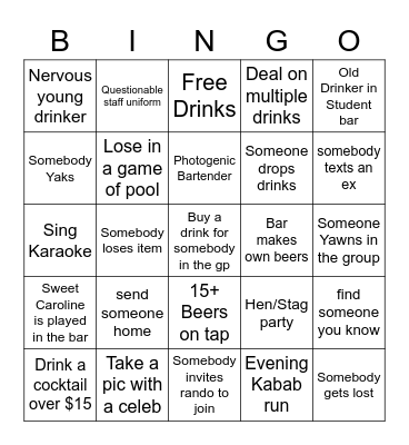 Barhop Bingo Card