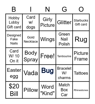 Vada's 10th birthday Bingo Card
