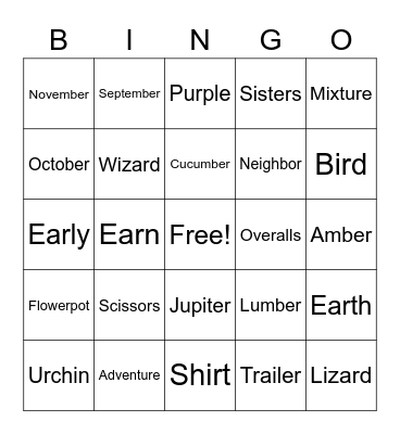 -ER all positions Bingo Card