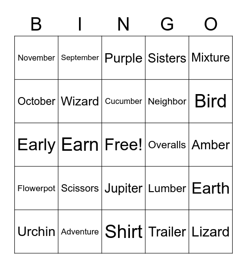 -ER all positions Bingo Card