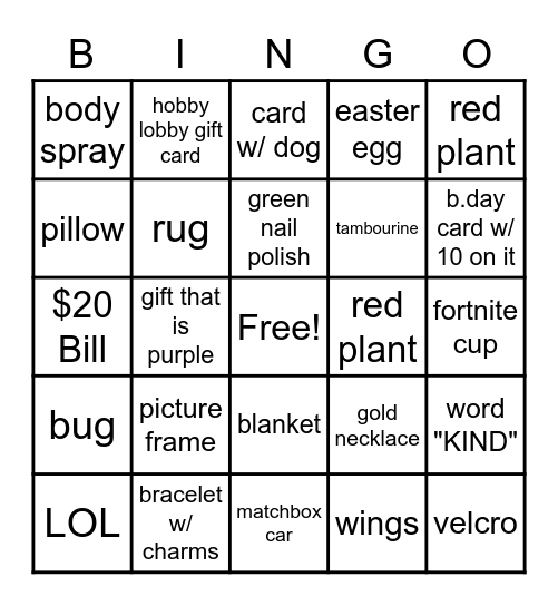 Untitled Bingo Card