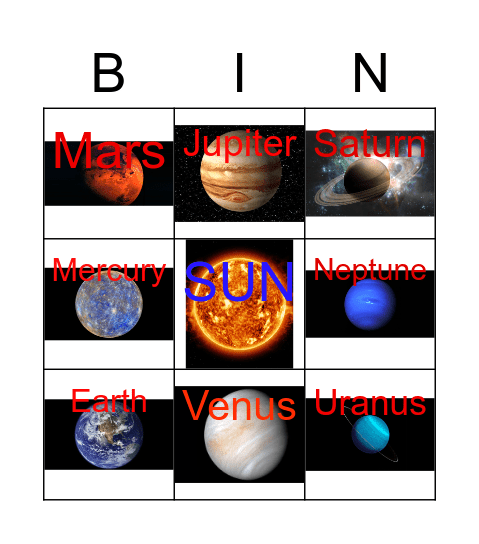 Solar System Bingo Card