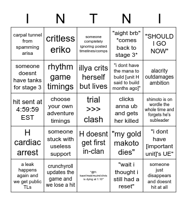 AMBITION IS AN ANAGRAM FOR OA MB, I INT Bingo Card