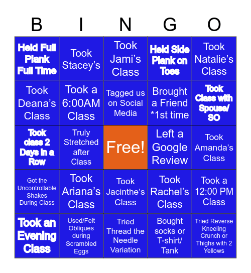 March Challenge: Core Precision Bingo Card