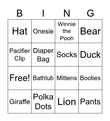 Baby Heitzinger Bingo Card