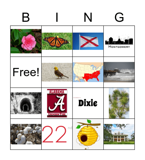 Alabama Bingo Card