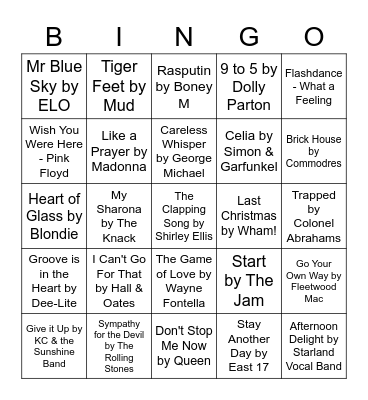 MUSICAL Bingo Card