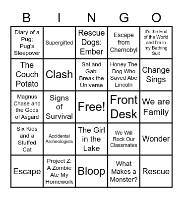 EHIS Spring Book Fair 2022 Bingo Card