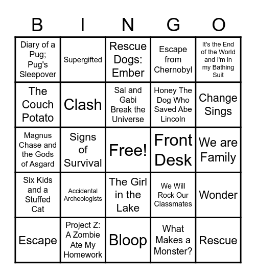 EHIS Spring Book Fair 2022 Bingo Card