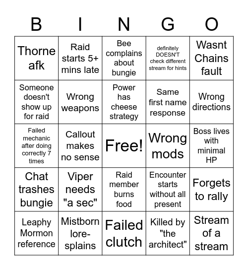 Ambivalent Bingo Card