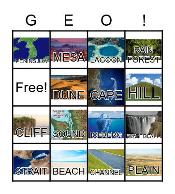 GEOGRAPHY BINGO Card