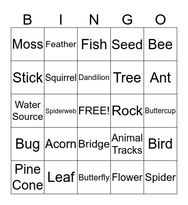 Nature Bingo Card