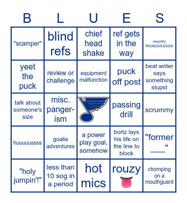 St. Louis Blues 2021-2022 Bingo Card
