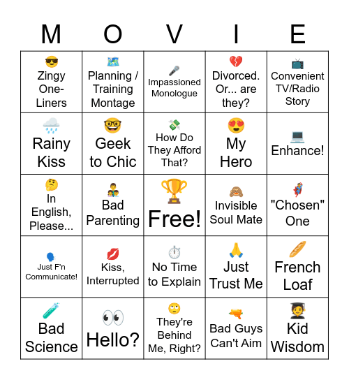 Nostalgic Movie Bingo Card