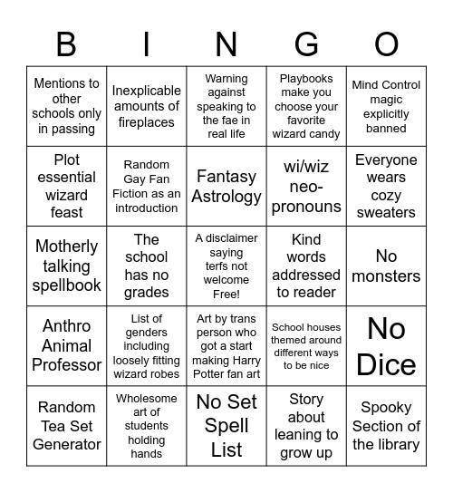 Inevitable Jay Dragon Wizard Scool Game Bingo Card