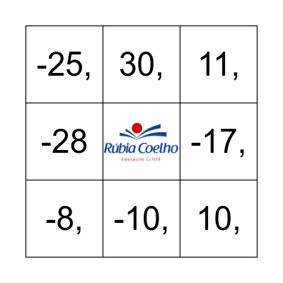 BINGO COM NUMEROS INTEIROS Bingo Card