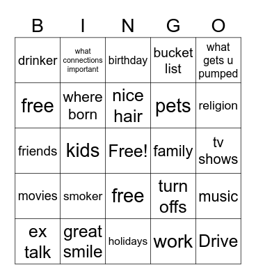 first date  Bingo Card