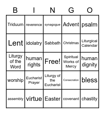 Vocabulary Bingo! Bingo Card