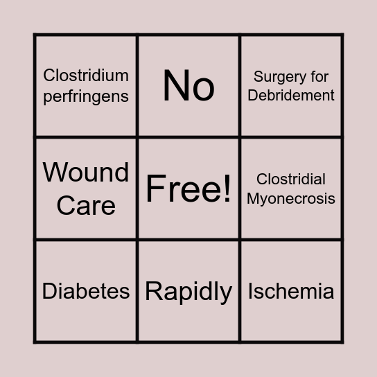 Gas Gangrene Bingo Card