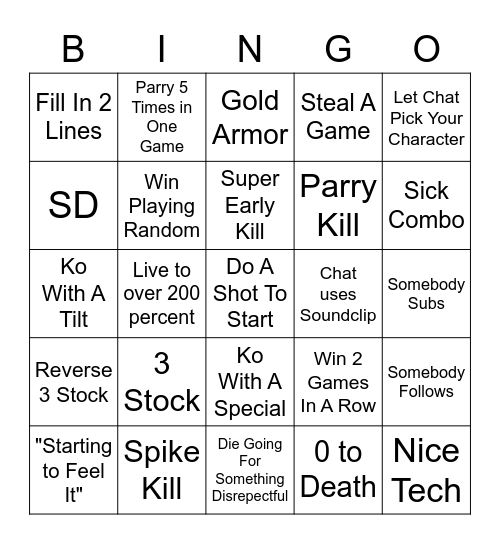 Rivals Bingo Card