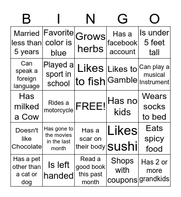 WELCOME BACK Bingo Card