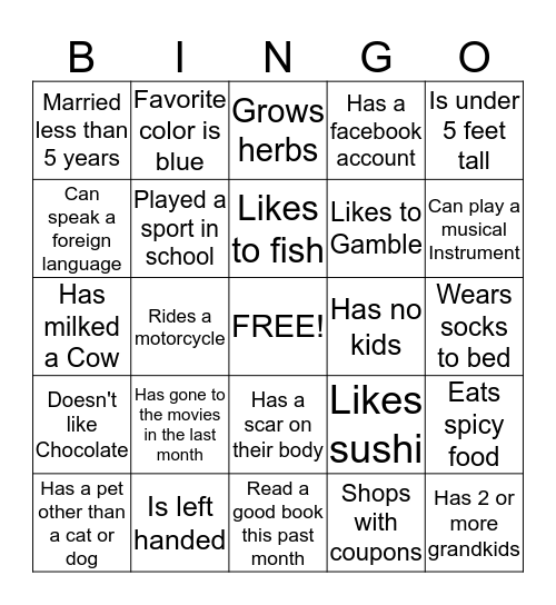 WELCOME BACK Bingo Card