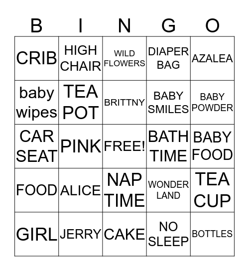 BABY ALICE Bingo Card