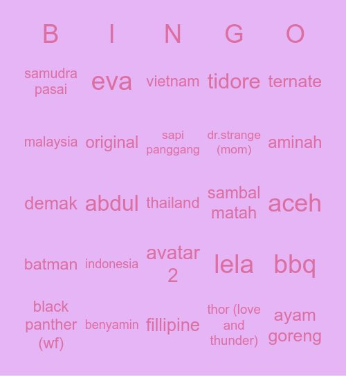 joyi Bingo Card