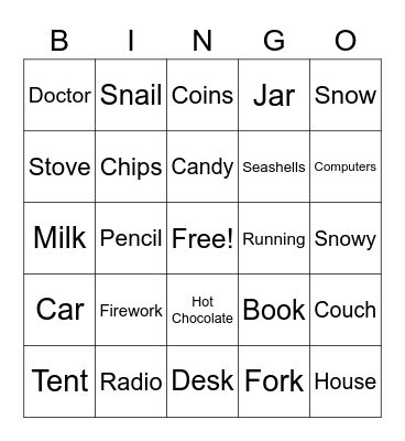 Categories Bingo Card