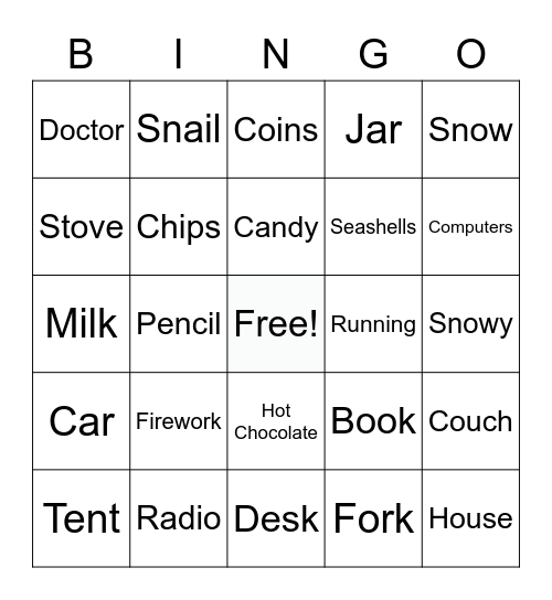 Categories Bingo Card