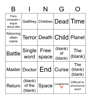 Centenary Special Title Bingo Card