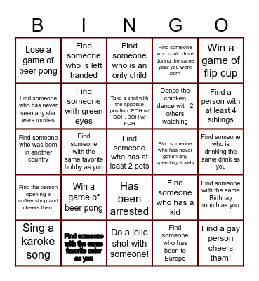 OJ's Crew Bingo Card