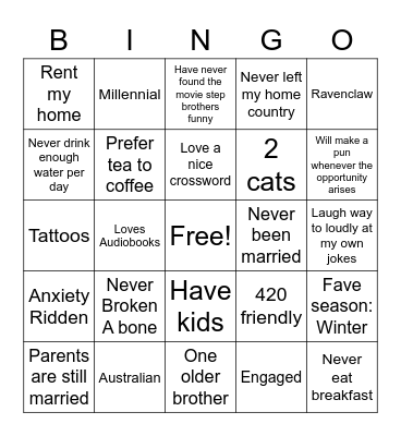 Kates Bingo Card