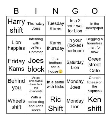 Khangai Bingo! Bingo Card