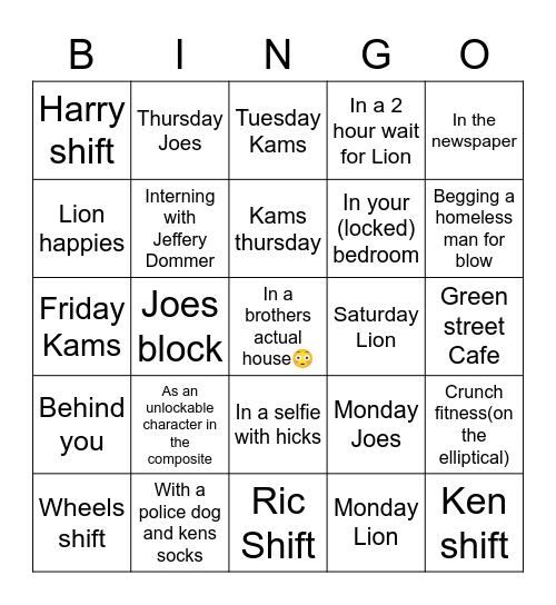 Khangai Bingo! Bingo Card