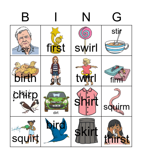 ir digraph bingo Card