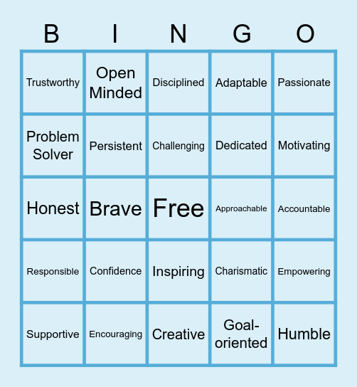 Leadership Bingo Card
