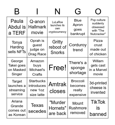 Peaf's 2022 Bingo Card