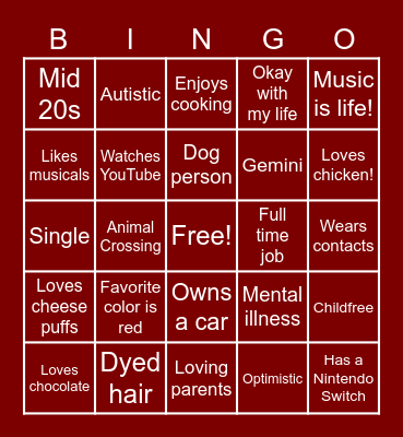 Alisha Bingo Card