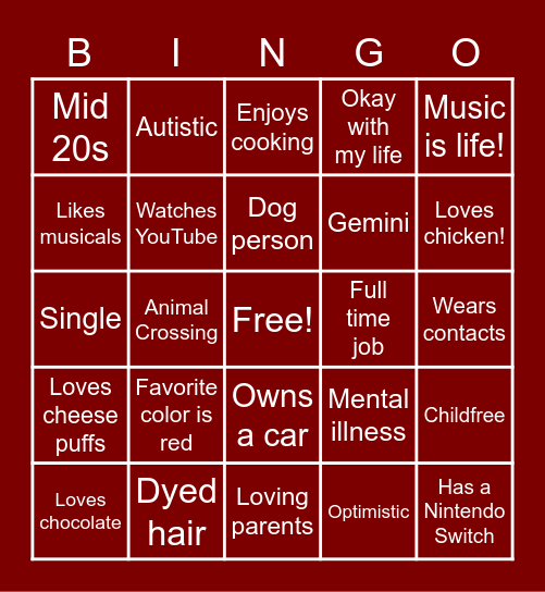 Alisha Bingo Card